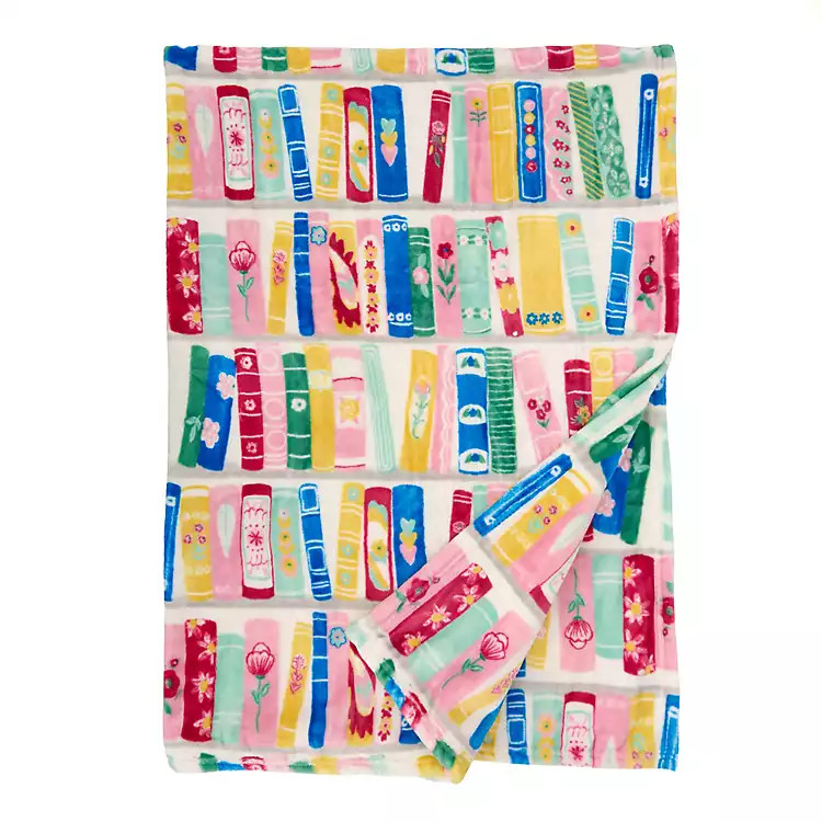 Colorful Bookshelf Plush Throw | Kirklands