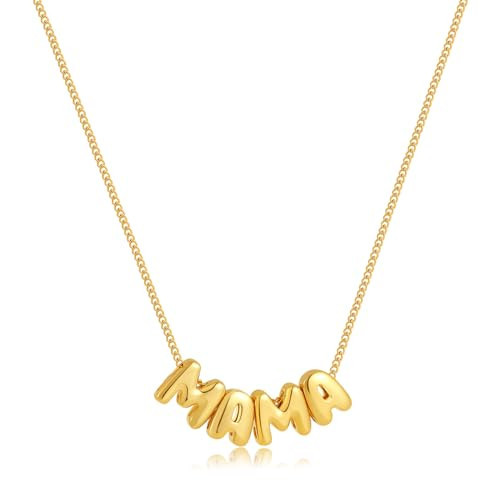 SLOONG Mama Necklace for Women, Mother's Day Gift for Mom Letter Necklace 18K Gold Plated Dainty Mother and Daughter Matching Gift for New Mom Boyfriends Mama (Gold) | Amazon (US)