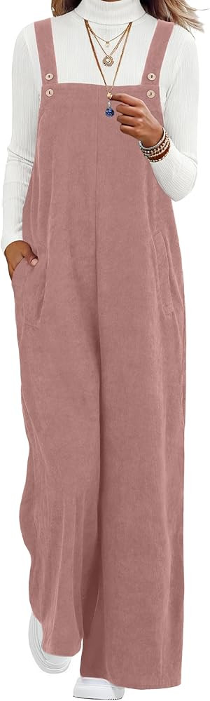 Lepunuo Womens Corduroy Casual Jumpsuits Adjustable Summer Wide Leg Rompers Sleeveless Overalls w... | Amazon (US)