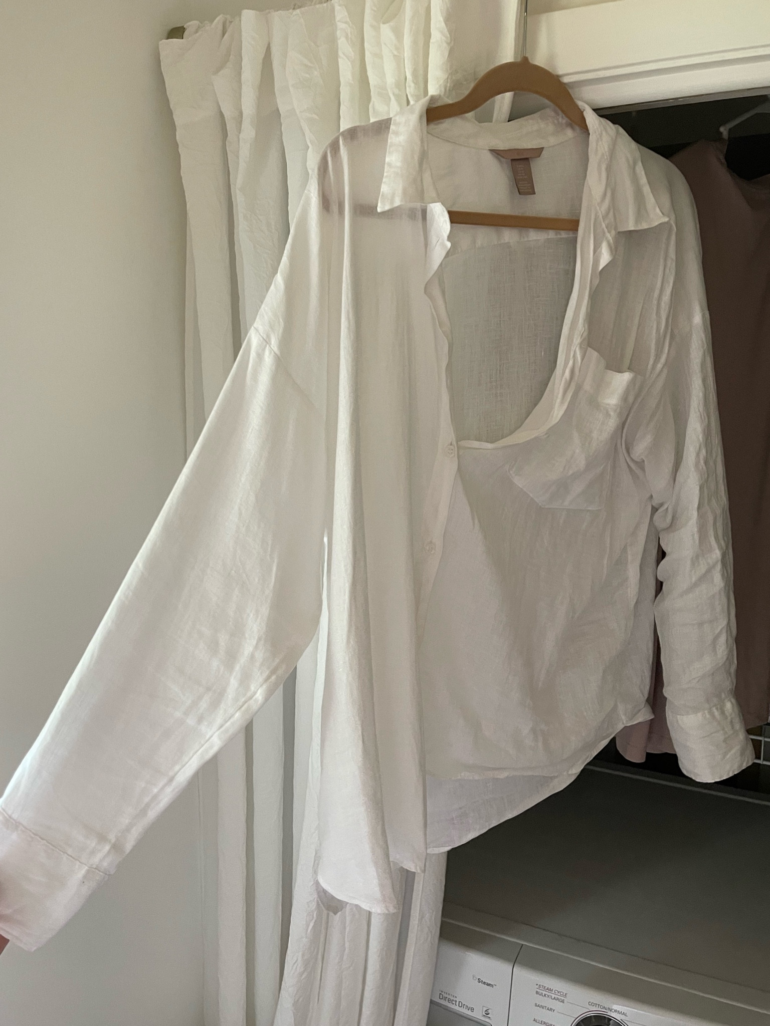 the left side I steamed & the right side is un-steamed 🤯 such an easy & affordable hack for getting wrinkles out of your clothes! Currently on sale too! I like this steamer because it’s so small you can take it with you when you travel ✈️this is my linen button down shirt that gets wrinkly every time I wear it so I’m grateful to have an easy way to treat it!

#LTKFind #LTKsalealert #LTKunder50