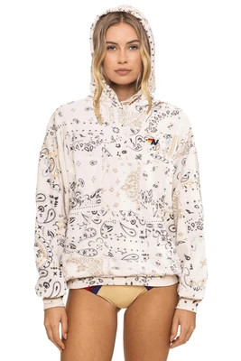 Aviator Nation BANDANA QUILTED RELAXED PULLOVER HOODIE - VINTAGE WHITE - BANDANA QUILTED RELAXED PULLOVER HOODIE - VINTAGE WHITE | Shop.app