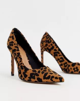 ASOS DESIGN Porto pointed high heeled pumps in leopard | ASOS US