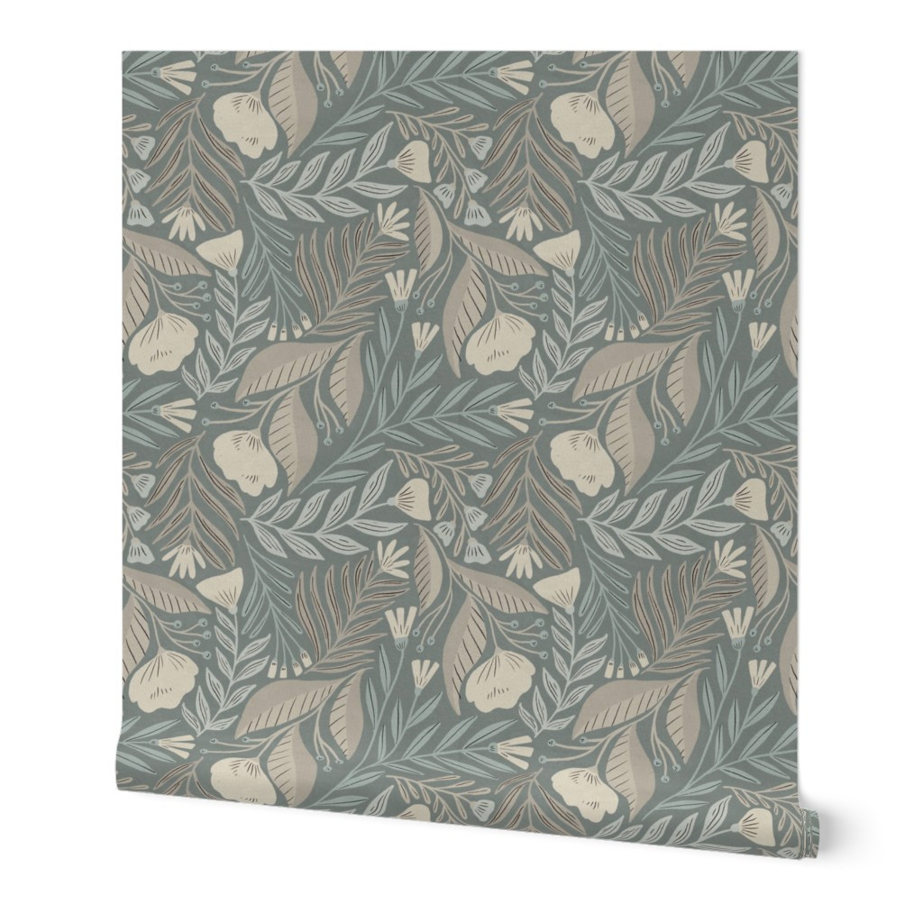 Wallpaper in Tilly (blue) (Small) | Spoonflower