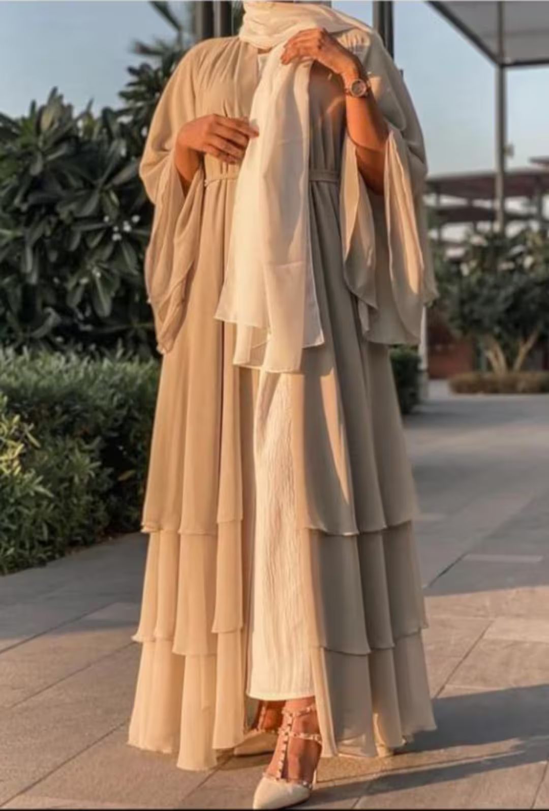 Layered Ruffle Open Kimono | Dubai Style Abaya | Etsy (US)