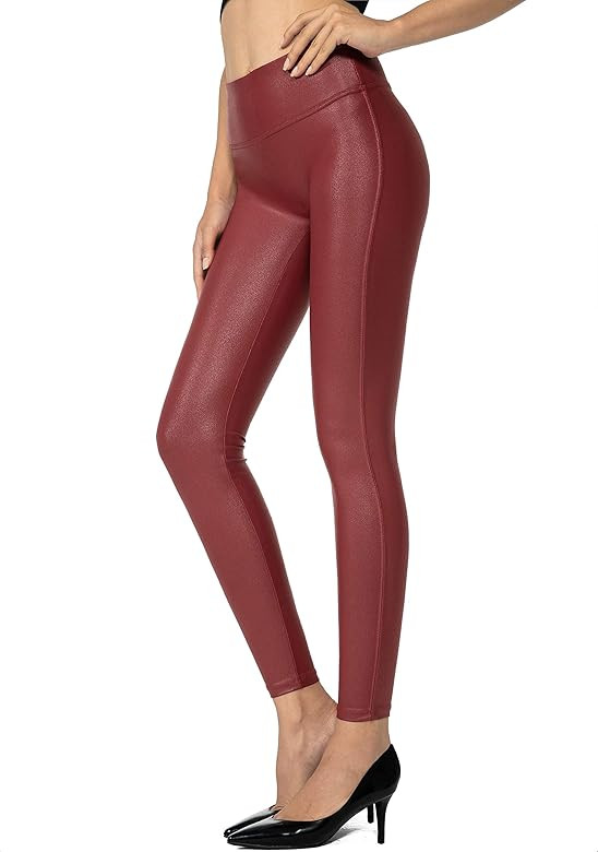 SANTINY Women's Faux Leather Leggings Pants Stretch High Waisted Tights for Women | Amazon (US)