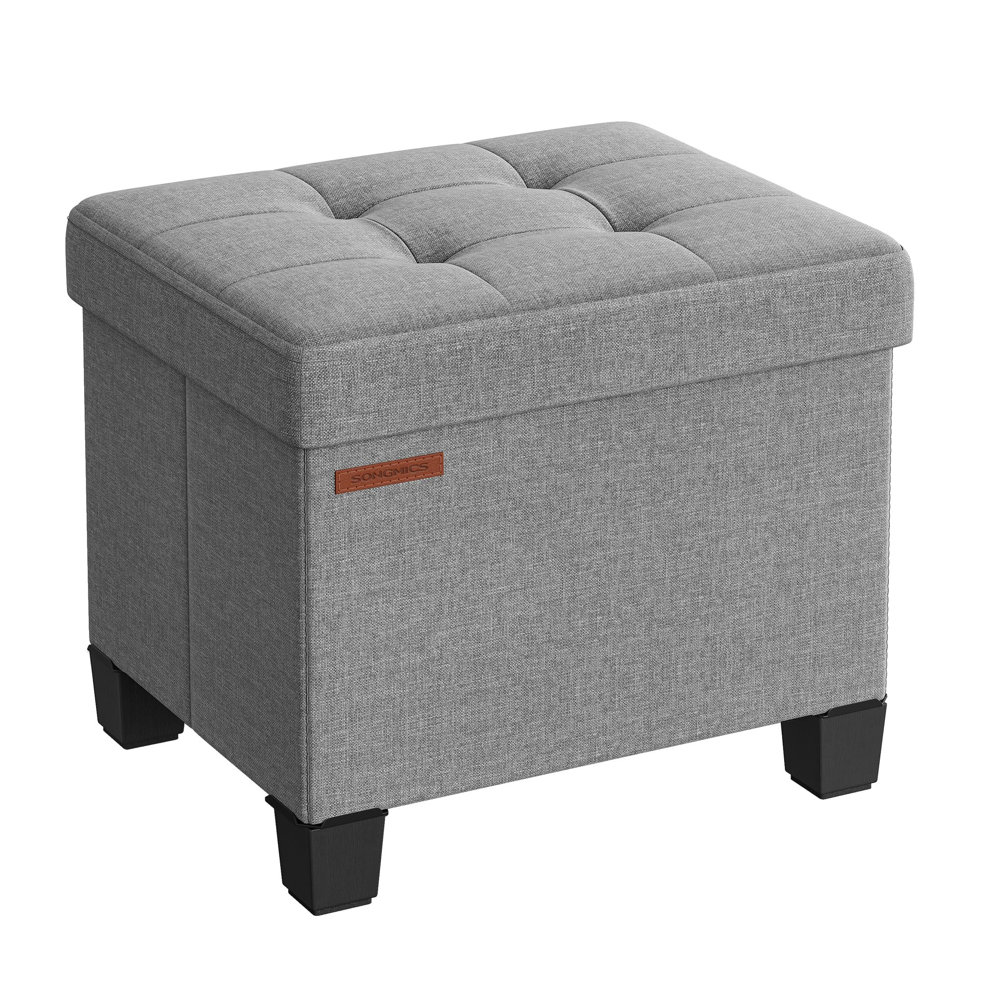 SONGMICS Storage Ottoman, Small Ottoman Foot Rest with Legs, 12.6 x 15.8 x 13.2 Inches Foot Stool... | Amazon (US)