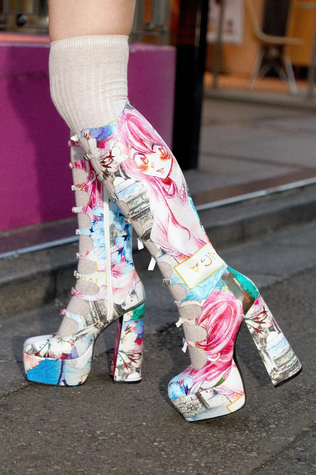 Faux Leather Anime Knee High Platform Boots | Nasty Gal (US)