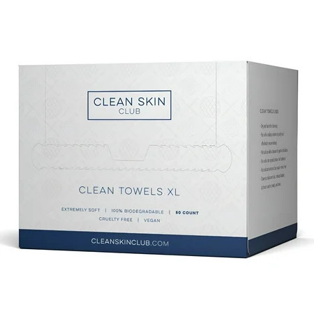 Clean Skin Club Clean Towels XL 100% USDA Biobased Dermatologist Approved Face Towel Disposable Clinically Tested Face Towelette Facial Washcloth Makeup Remover Dry Wipes 100 ct 2 pack | Walmart (US)