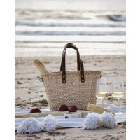 Large Straw Bag, French Market Tote, Sustainable Wicker Picnic Basket, Leather Handle Purse, Beach V | Etsy (US)