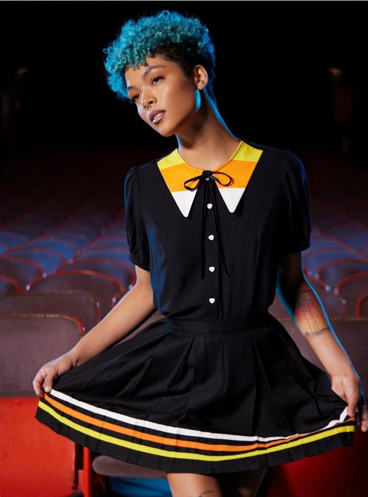 Candy Corn Collar Girls Woven Button-Up | Hot Topic