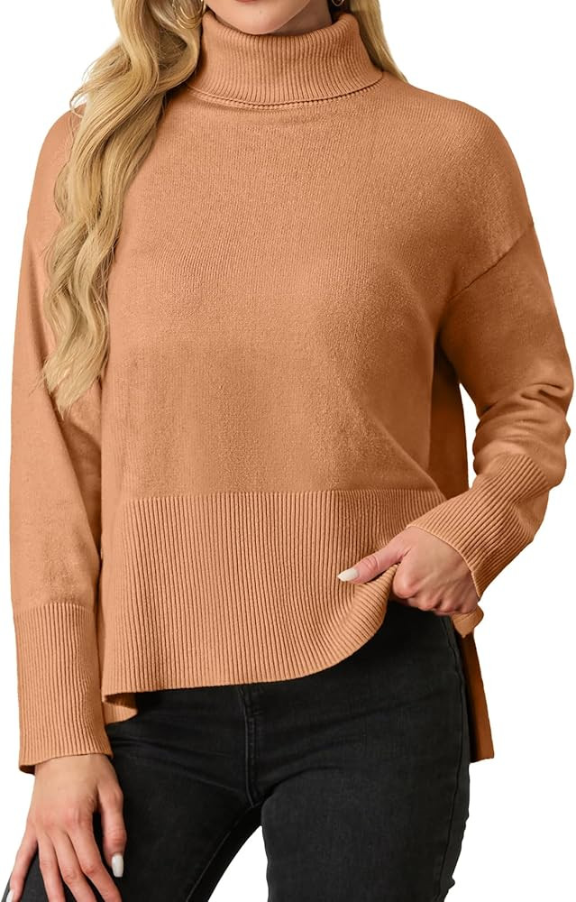 IWOLLENCE 2024 Winter Fall Turtleneck Sweater High Neck Long Sleeve Sweaters Pullover Outfit | Amazon (US)