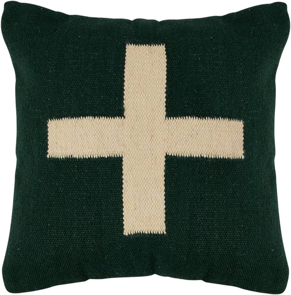 Creative Co-Op Swiss Cross Cotton Wool Throw Pillow | Amazon (US)