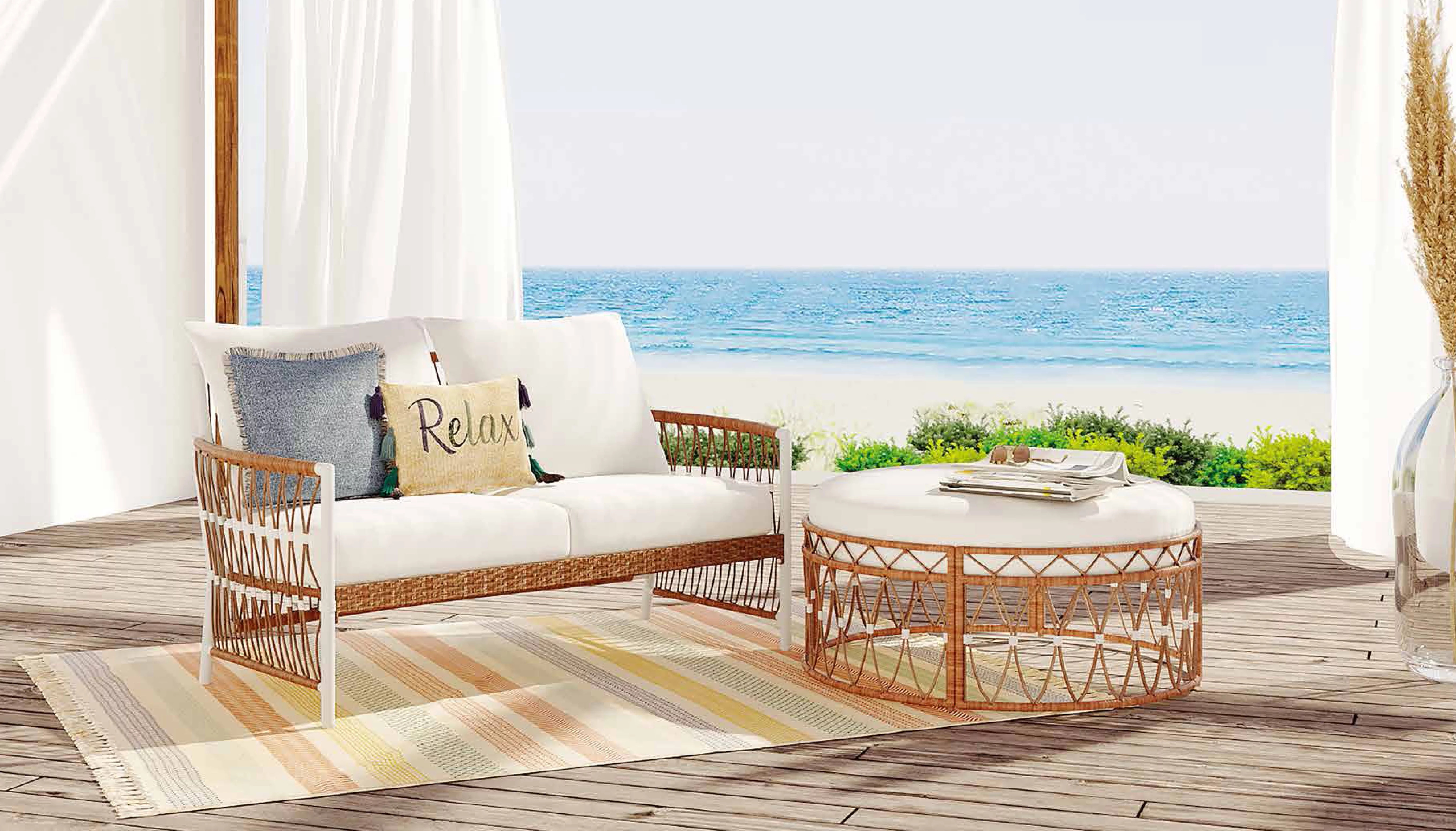 Better Homes & Gardens Lilah 2-Piece Outdoor Wicker Loveseat and Ottoman, White | Walmart (US)