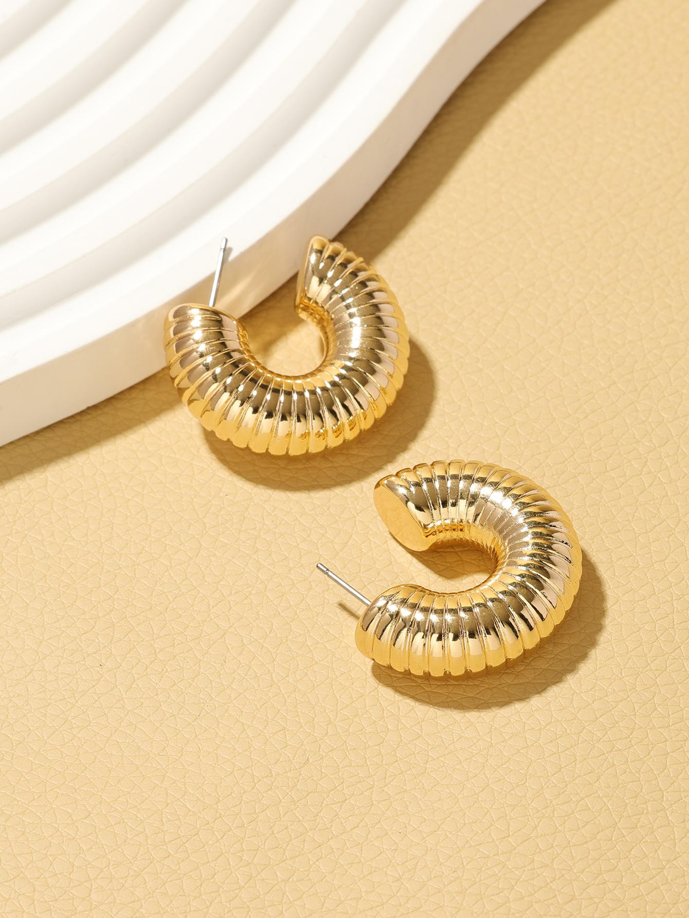 Textured Design Hoop Earrings | SHEIN