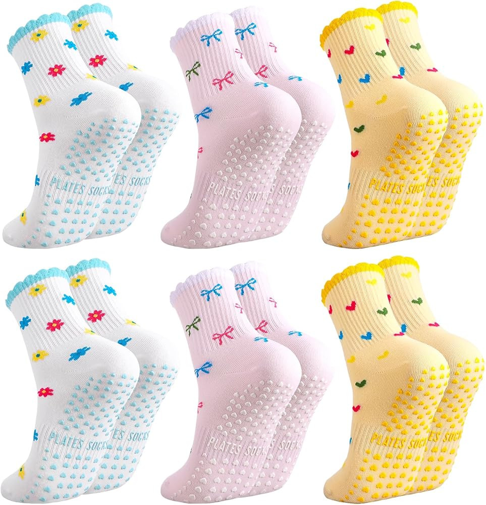 Pilates Grip Socks for Women, Cute Non-Slip Yoga Socks with Grippy Dots & Arch Support for Ballet... | Amazon (US)