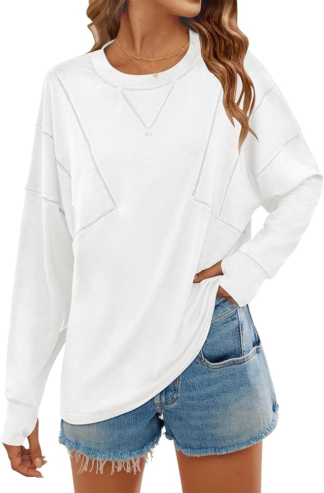 ANRABESS Women Oversized Long Sleeve Crewneck Casual Loose T-Shirts 2024 Fall Fashion Tunic Tops ... | Amazon (US)