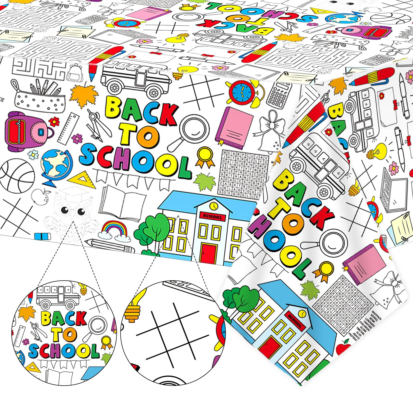 Qyeahkj Giant Back to School Coloring Table Cloth for Kids Large First Day of School Coloring Pos... | Amazon (US)