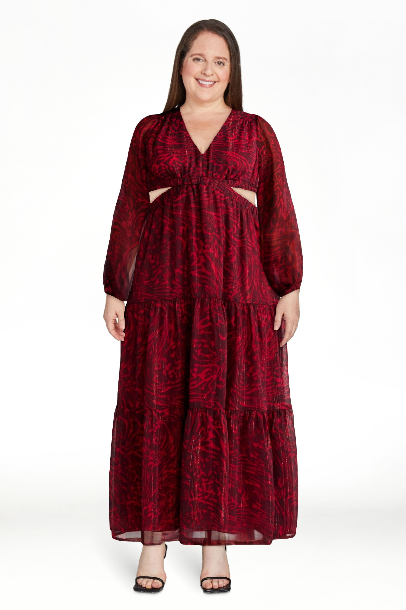 Sofia Jeans Women's and Women's Plus Size Cutout Maxi Dress with Long Sleeves, Above Ankle Length... | Walmart (US)