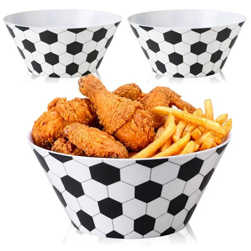 Acellegic 3 Pcs Large Soccer Serving Bowls, Reusable Melamine Snack Bowls (10 x 4.3 In), Soccer Design for Game Day Party, Tailgating Sports Events | Amazon (US)