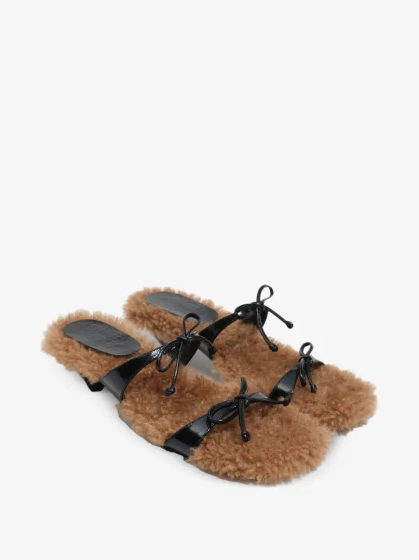 black fur lace-up heeled sandals | Farfetch Global