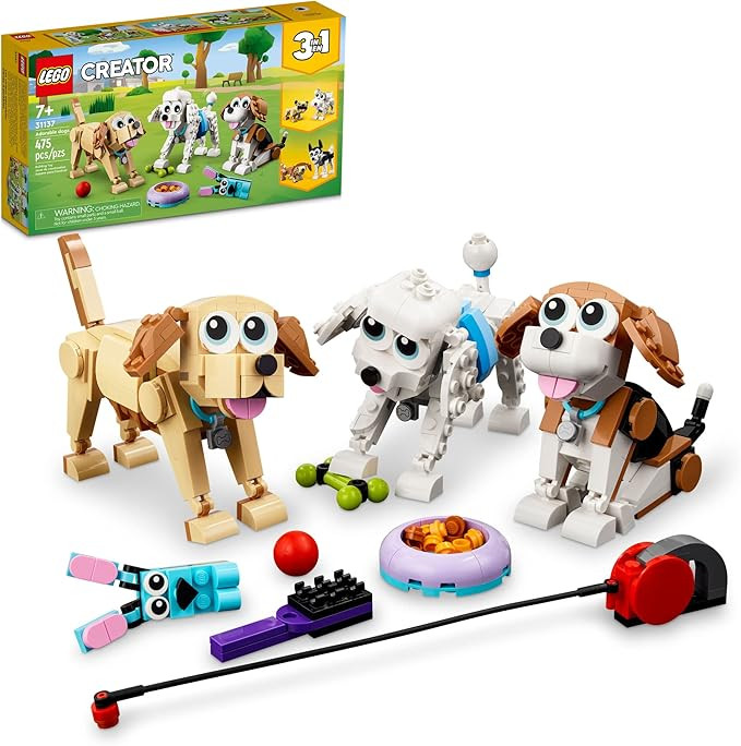 LEGO Creator 3 in 1 Adorable Dogs Building Toy Set, Gift for Dog Lovers, Featuring Dachshund, Bea... | Amazon (US)