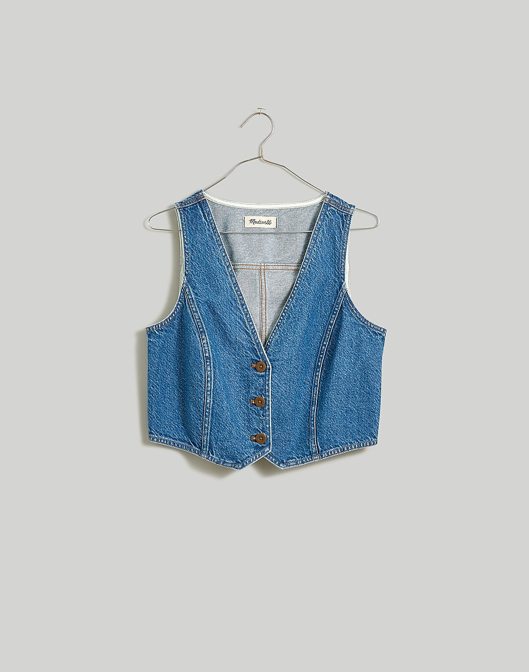 Cotton-Hemp-Blend Denim Crop Vest Top in Pawley Wash | Madewell