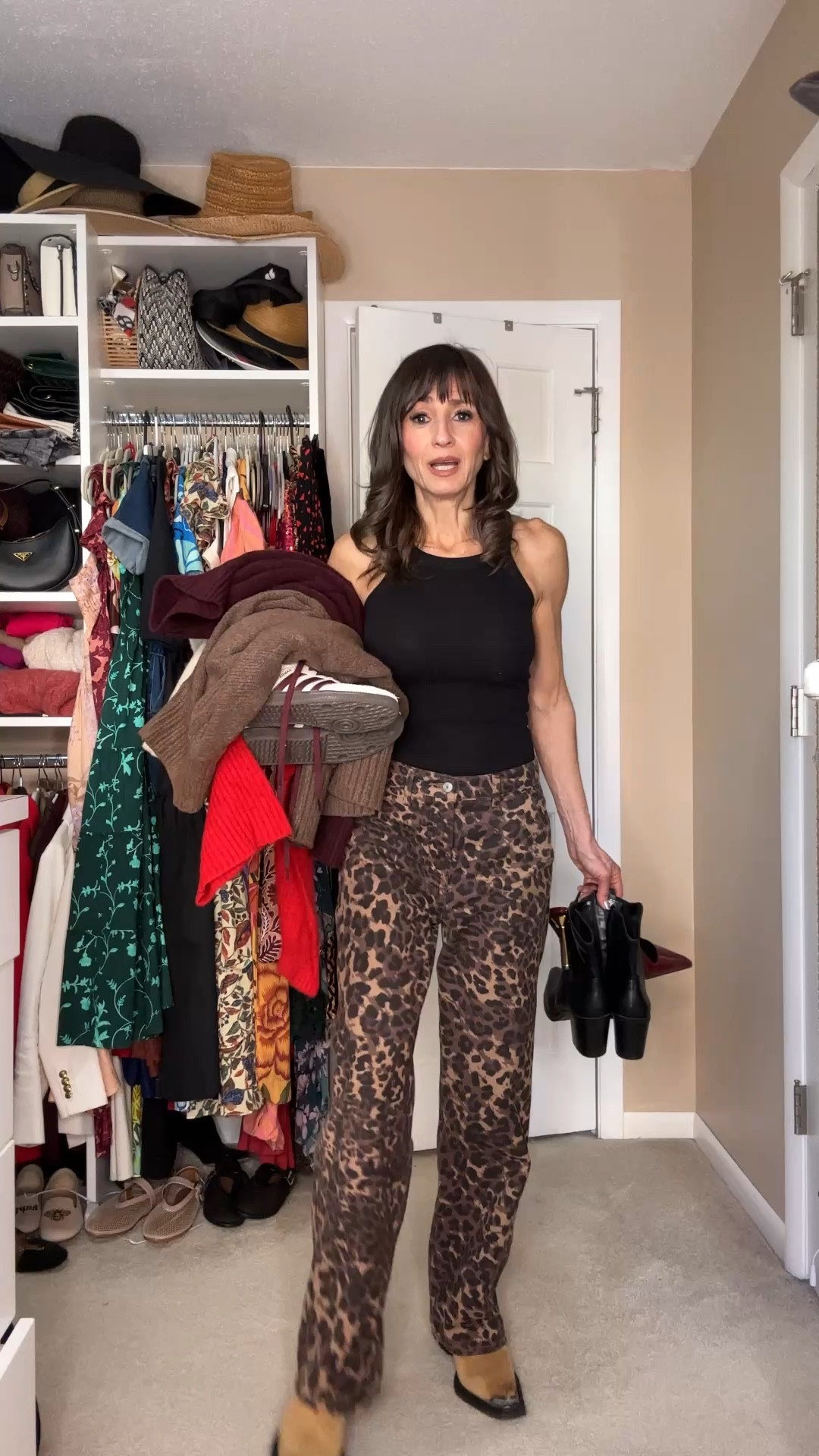 How to style leopard print pants in a few different ways! I sized up on these pants for a looser look. I’m wearing size 25.

Will link the sweaters that are available and the ones that are not I’ll link similar ones.

Samba sneakers fit large. I’m wearing size 5.5 men and my size is 7women. 

Amazon black boots fit large, size down. Mango boots fit true to sizee

#LTKFindsUnder100 #LTKOver40 #LTKStyleTip