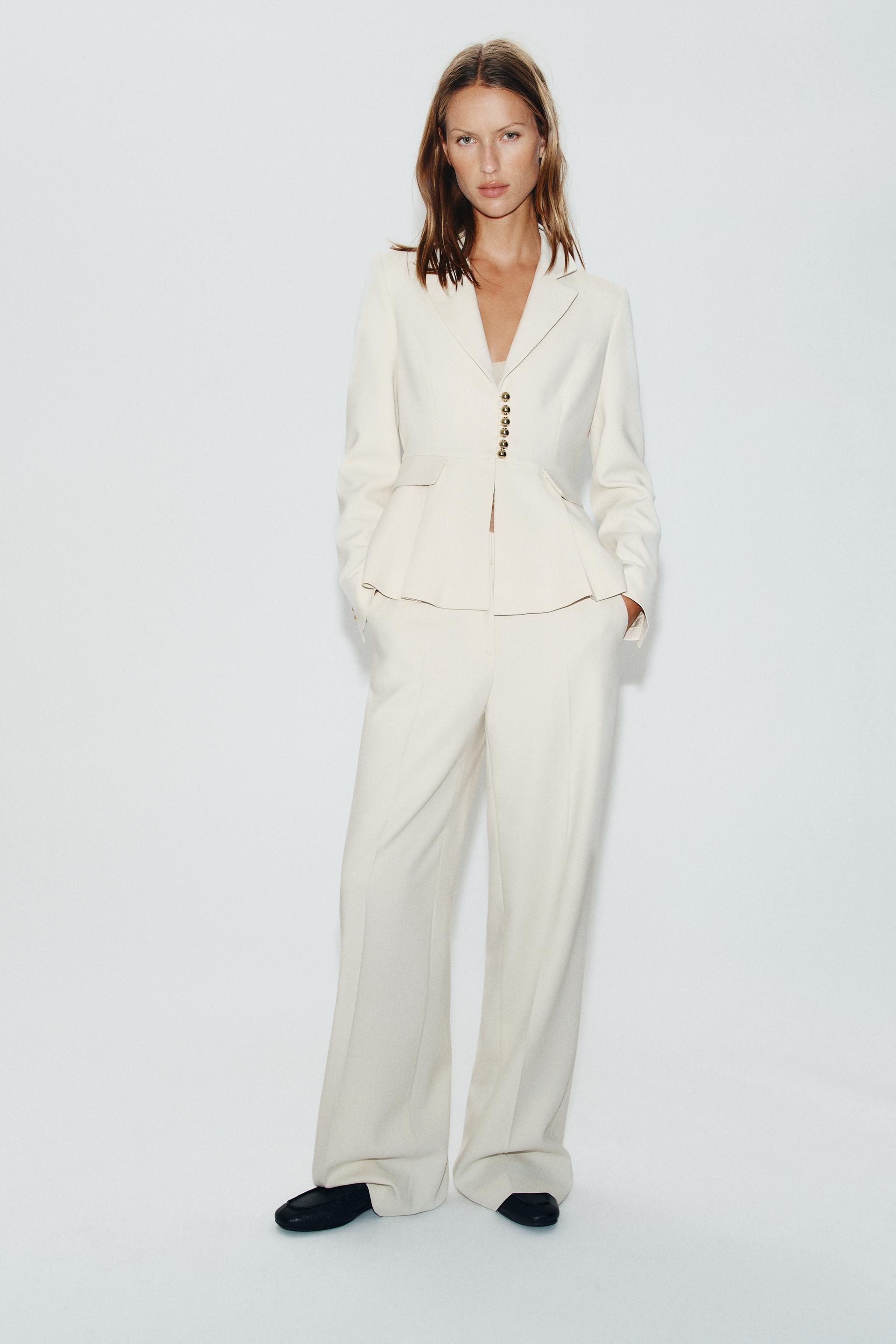 Zara - Straight-Leg Pants - Ecru - L - Woman | Zara US