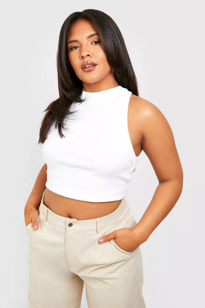 Plus Thick Strap Racer Tank Top | Boohoo.com (US & CA)