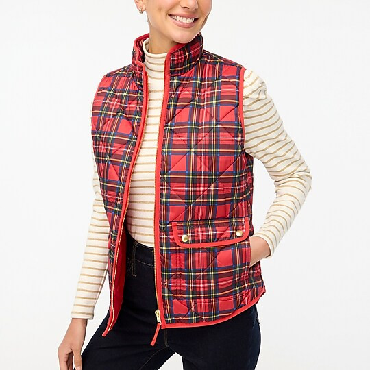 Tartan puffer vest with snap pockets | J.Crew Factory