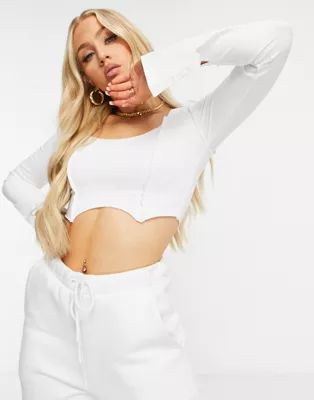 Missguided long sleeve top with raw seams in white | ASOS (Global)