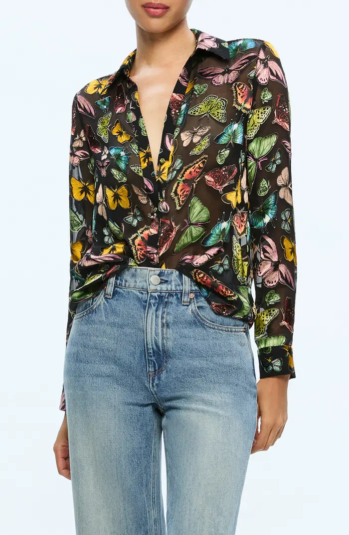 Alice + Olivia Eloise Butterfly Print Button-Up Shirt | Nordstrom | Nordstrom
