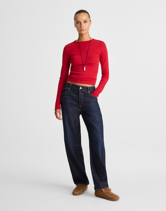 The '90s Long-Sleeve Tee in Compact Cotton | Madewell