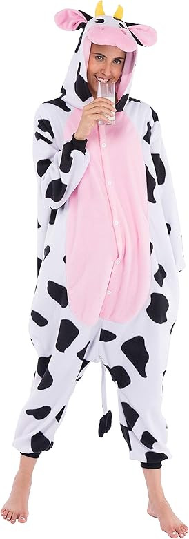 Amazon.com: Spooktacular Creations Unisex Adult Pajama Plush Onesie One Piece Cow Animal Costume ... | Amazon (US)