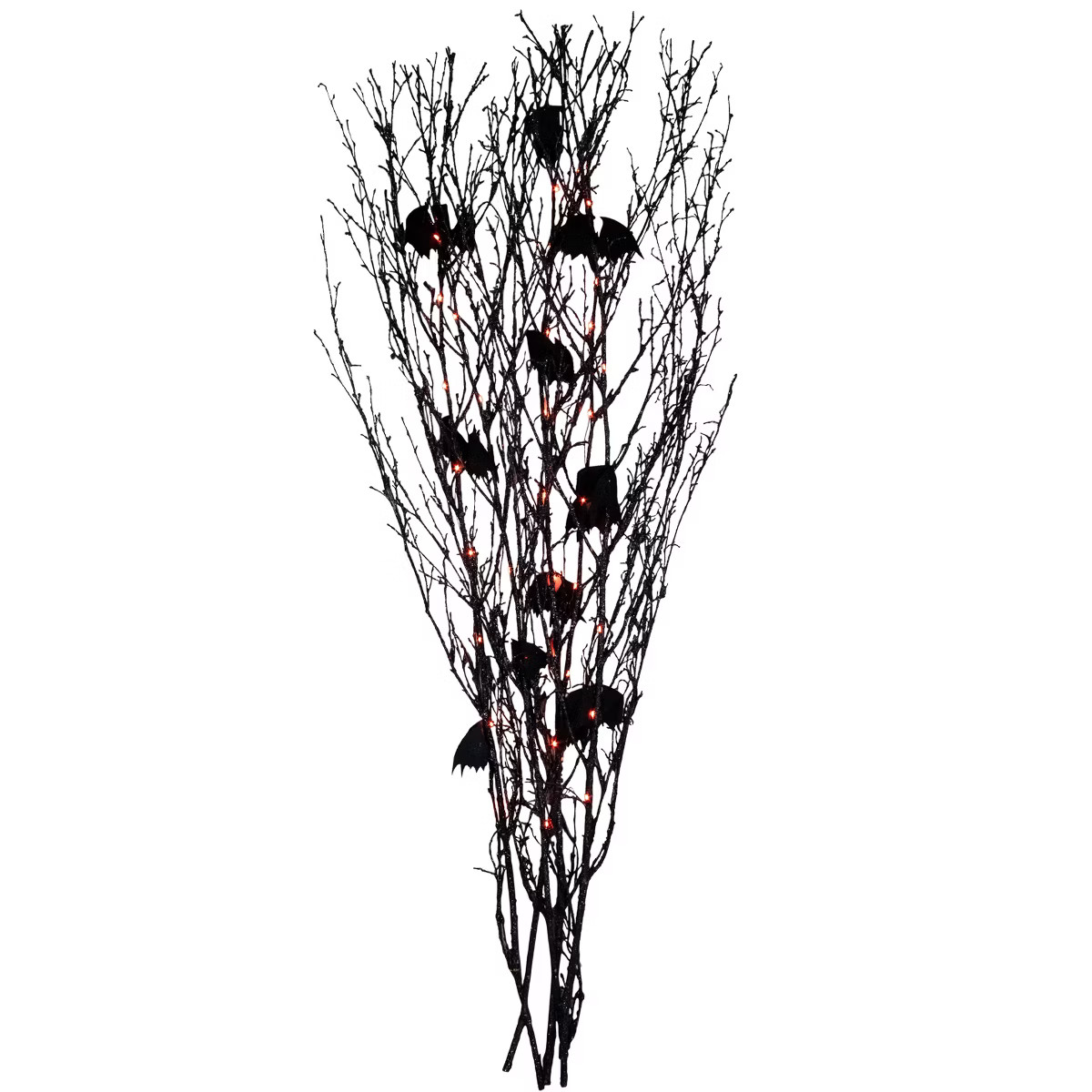 Northlight 4' Black Glittered Halloween Branch with Bats - Orange LED Lights | Target