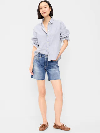 High-Waisted OG Jean Cut-Off Shorts -- 7-inch inseam | Old Navy (US)