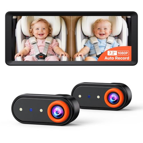 BM5 MAX 1080P Dual Baby Car Camera with Recording, 7.2" Split Monitor for 2 Kids, Dual Car Camera... | Amazon (US)