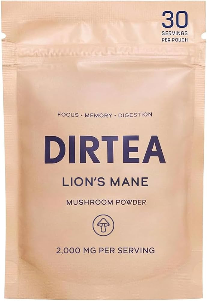 DIRTEA Lion's Mane Mushroom Powder | 2,000mg / Serving | Organic, Vegan & Non GMO | Focus, Memory... | Amazon (UK)
