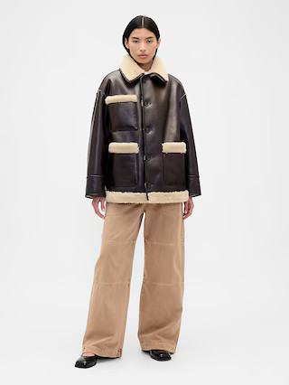 Gap × Sandy Liang Reversible Vegan Leather Sherpa Jacket | Gap (US)