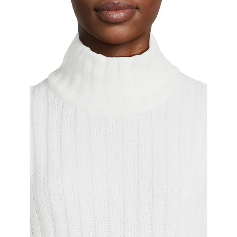 Time and Tru Women's Mock Neck Rib Knit Sweater, Midweight, Sizes XS-XXXL | Walmart (US)