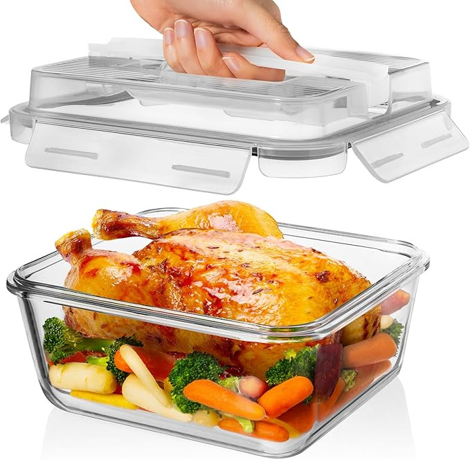 Razab 2700ml / 91Oz / 11.5 Cups Large Glass Food Storage Containers with Lids - Glass Meal Prep C... | Amazon (US)