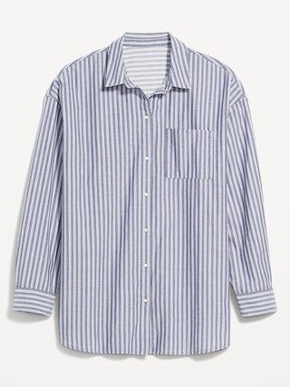 Oversized Striped Boyfriend Shirt for Women | Old Navy (US)