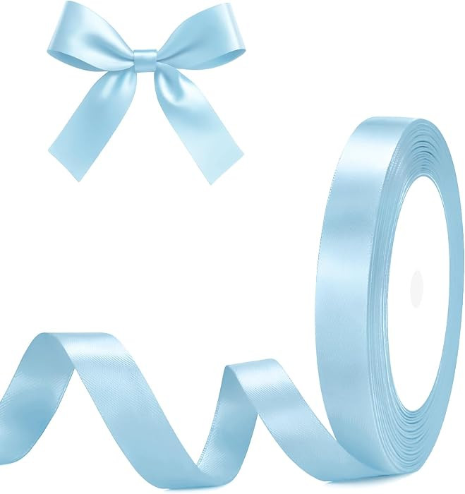G2PLUS Baby Blue Satin Ribbons 10mm: Thick Fabric Gift Wrap Ribbons for Crafting, Party Decoratio... | Amazon (UK)