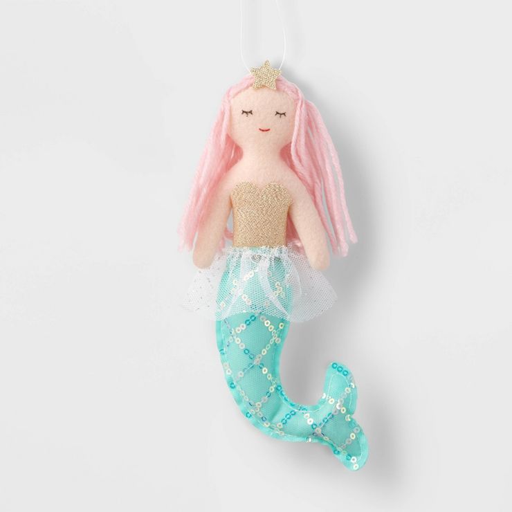 Felt Mermaid with Aqua Tail Christmas Tree Ornament - Wondershop&#8482; | Target