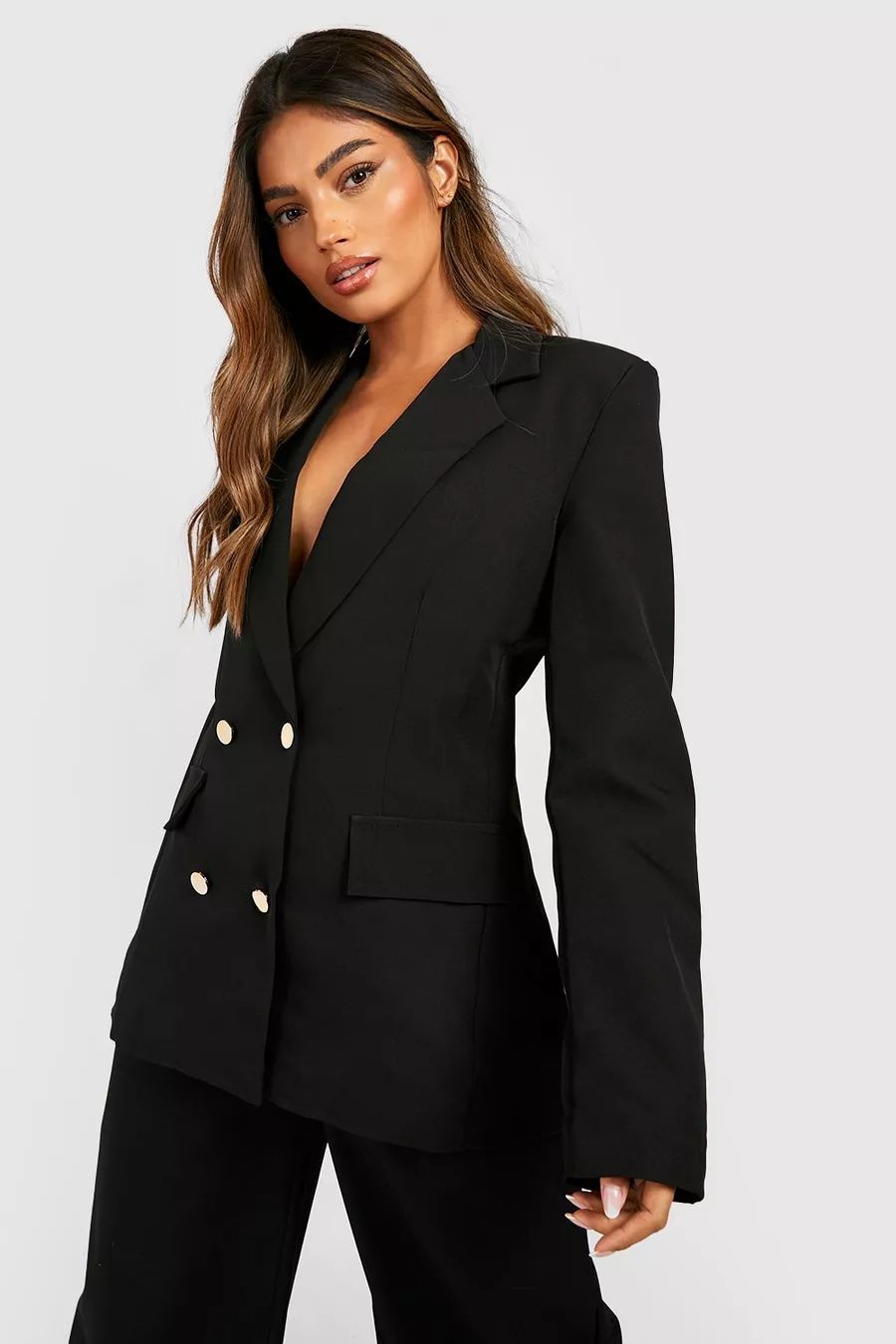 Double Breasted Button Front Blazer | Boohoo.com (US & CA)