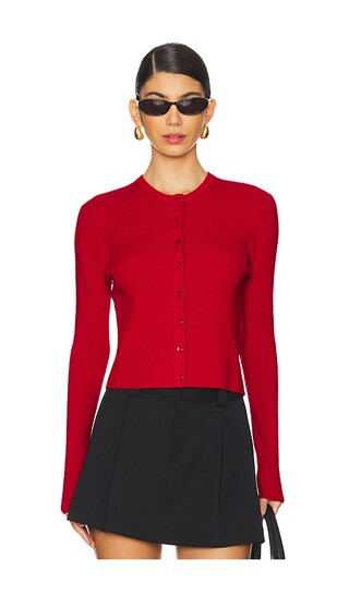 Superfine Merino Cardigan Top in Scarlet | Revolve Clothing (Global)