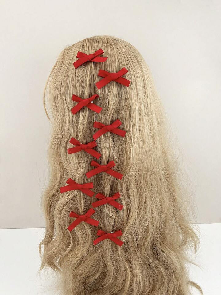 10pcs Women's Fashionable And Popular Mini Bow Hair Clips Cute | SHEIN