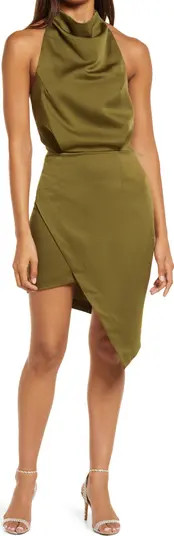 Camo Asymmetric Satin Cocktail Dress | Nordstrom