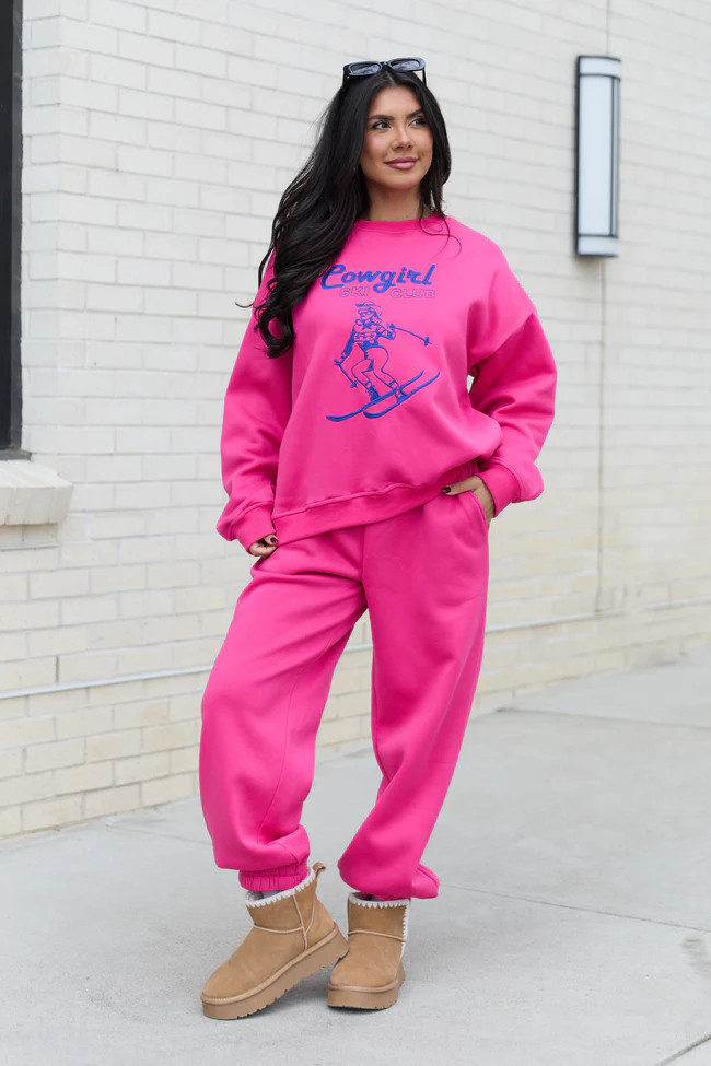 Cowgirl Ski Club Pink Sweatpants SALE | Pink Lily