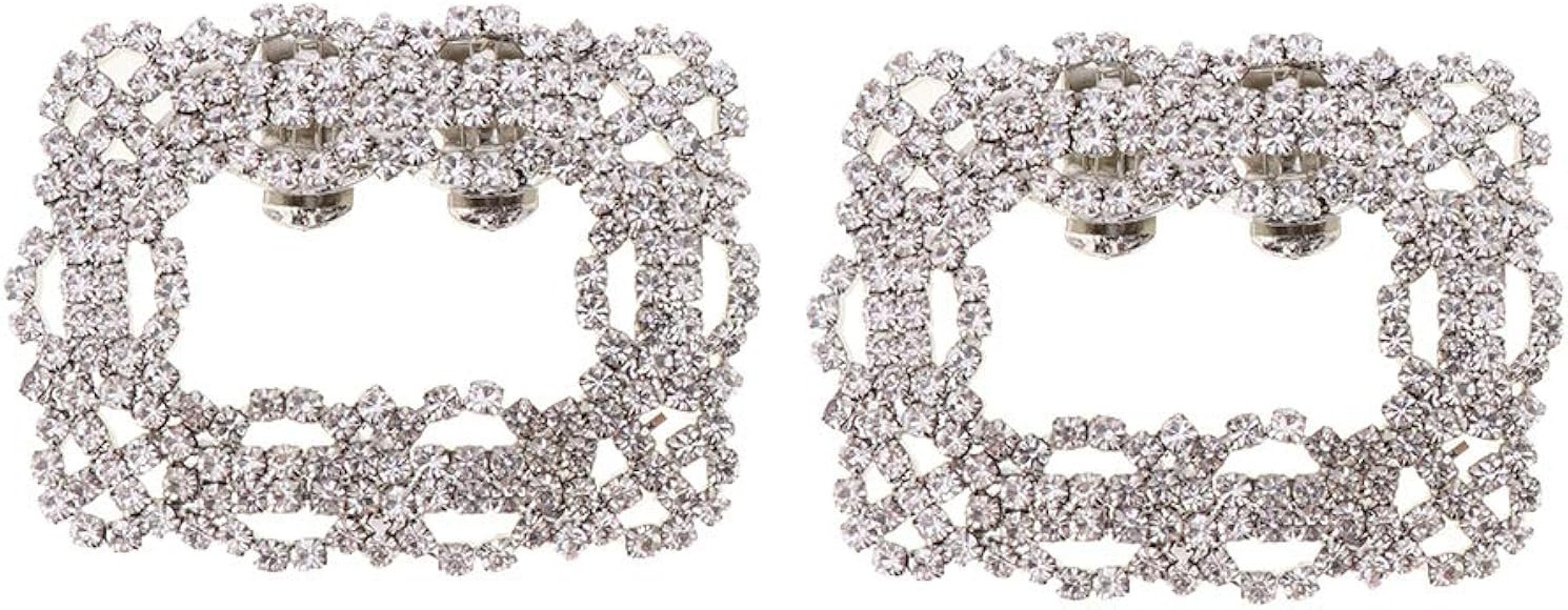 P Prettyia 2x Rhinestone Crystal Sparkle Shoe Clips Square Shoes Buckles, Vintage Wedding Bridal ... | Amazon (UK)